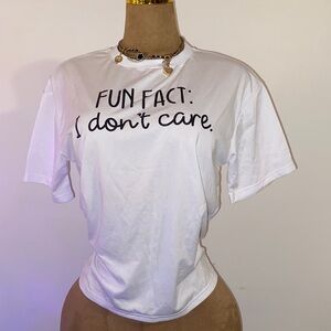 White Graphic Tee with Fun Fact Print